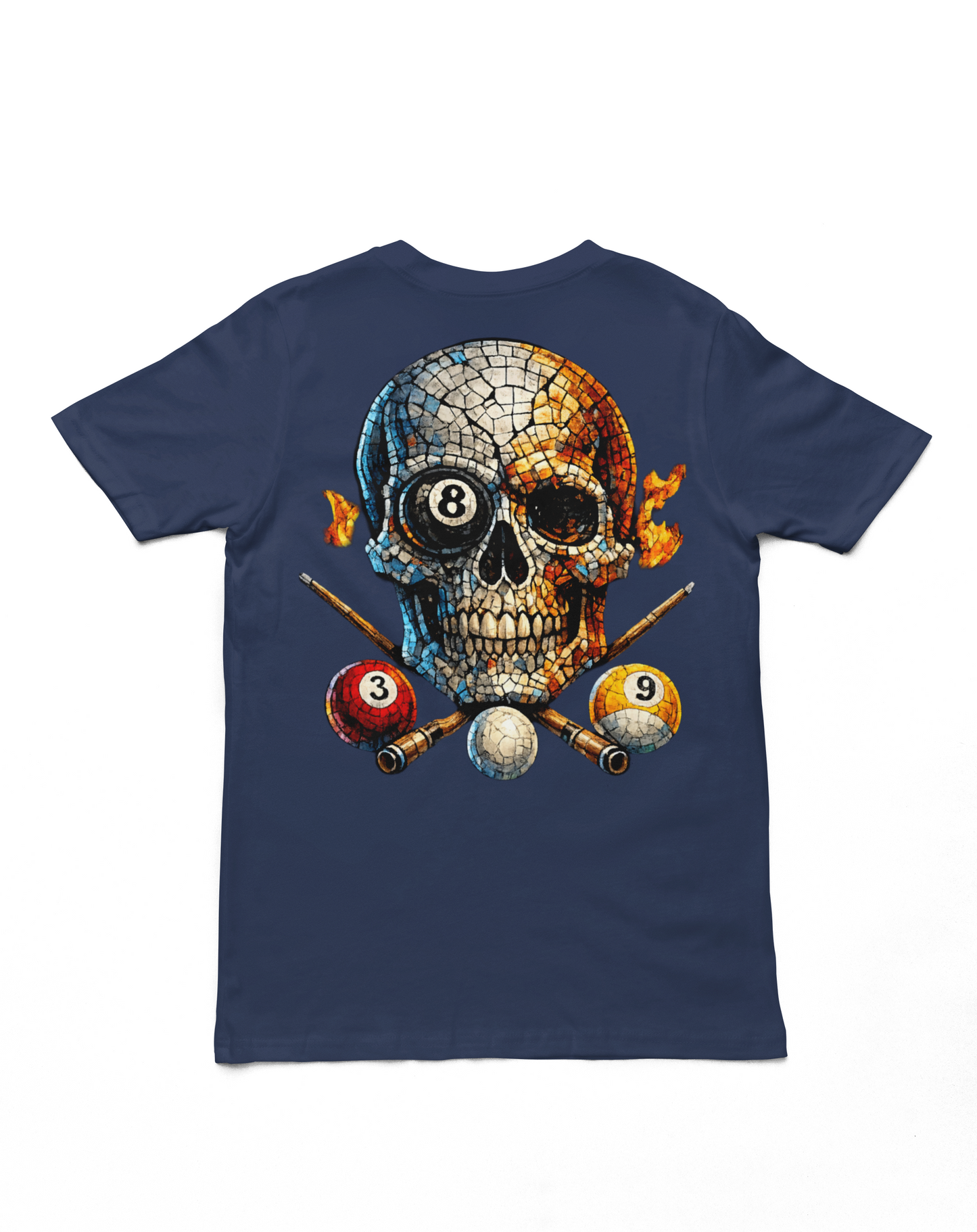 Mosaic 8 Ball Skull T-Shirt | Billiards Graphic Tee
