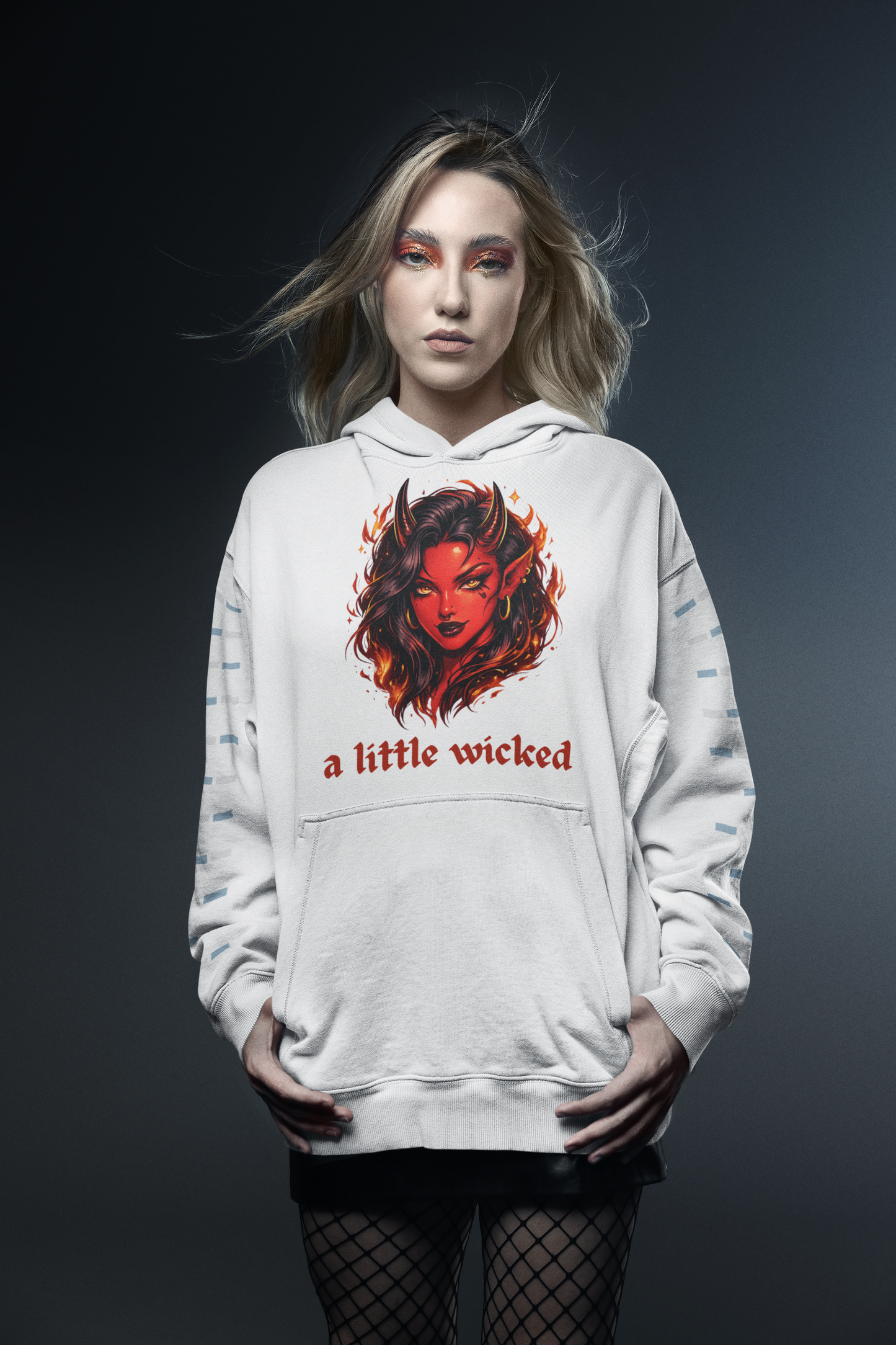 A Little Wicked Hoodie, Gothic Graphic Hoodie, Edgy Streetwear Sweatshirt, Alternative Fashion Pullover