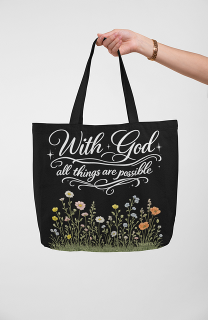 With God All Things Are Possible Canvas Tote Bag