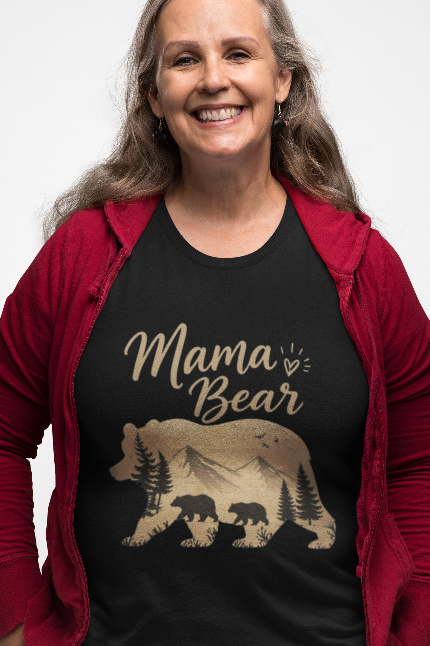 Mama Bear Shirt for Women, Bear Silhouette Graphic Tee, Rustic Mountain Nature T-Shirt, Motherhood Shirt, Wildlife Mama Tee, Gift for Mom