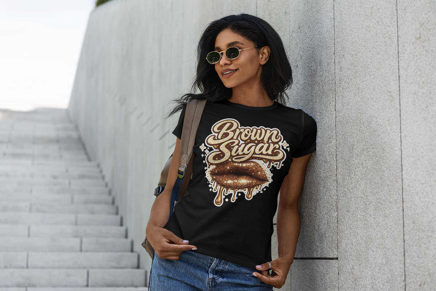 Brown Sugar Lips Graphic Tee, Dripping Lips Shirt, Brown Sugar Aesthetic Shirt, Melting Sugar Lips T-Shirt, Trendy Statement Tee for Women