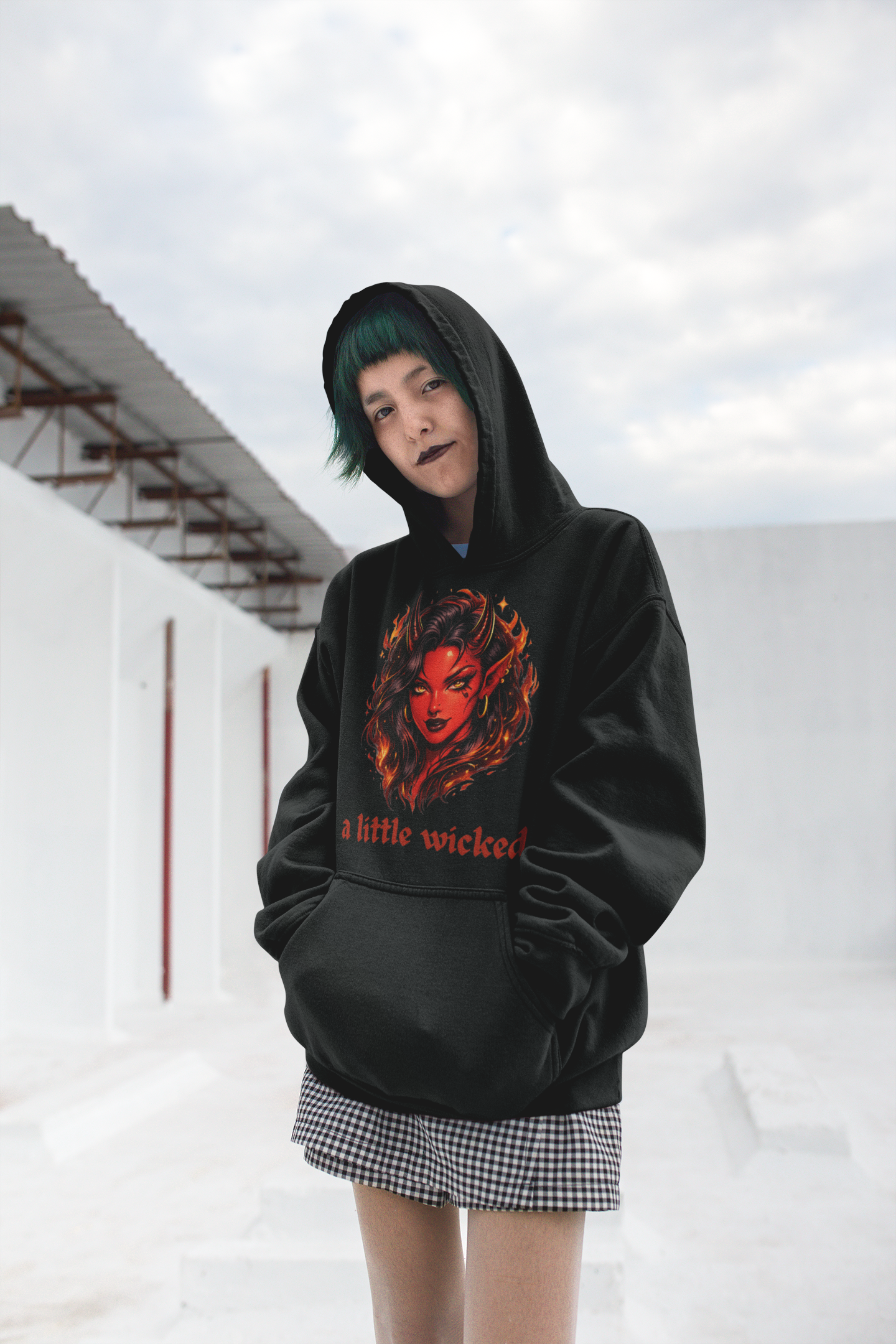A Little Wicked Hoodie, Gothic Graphic Hoodie, Edgy Streetwear Sweatshirt, Alternative Fashion Pullover