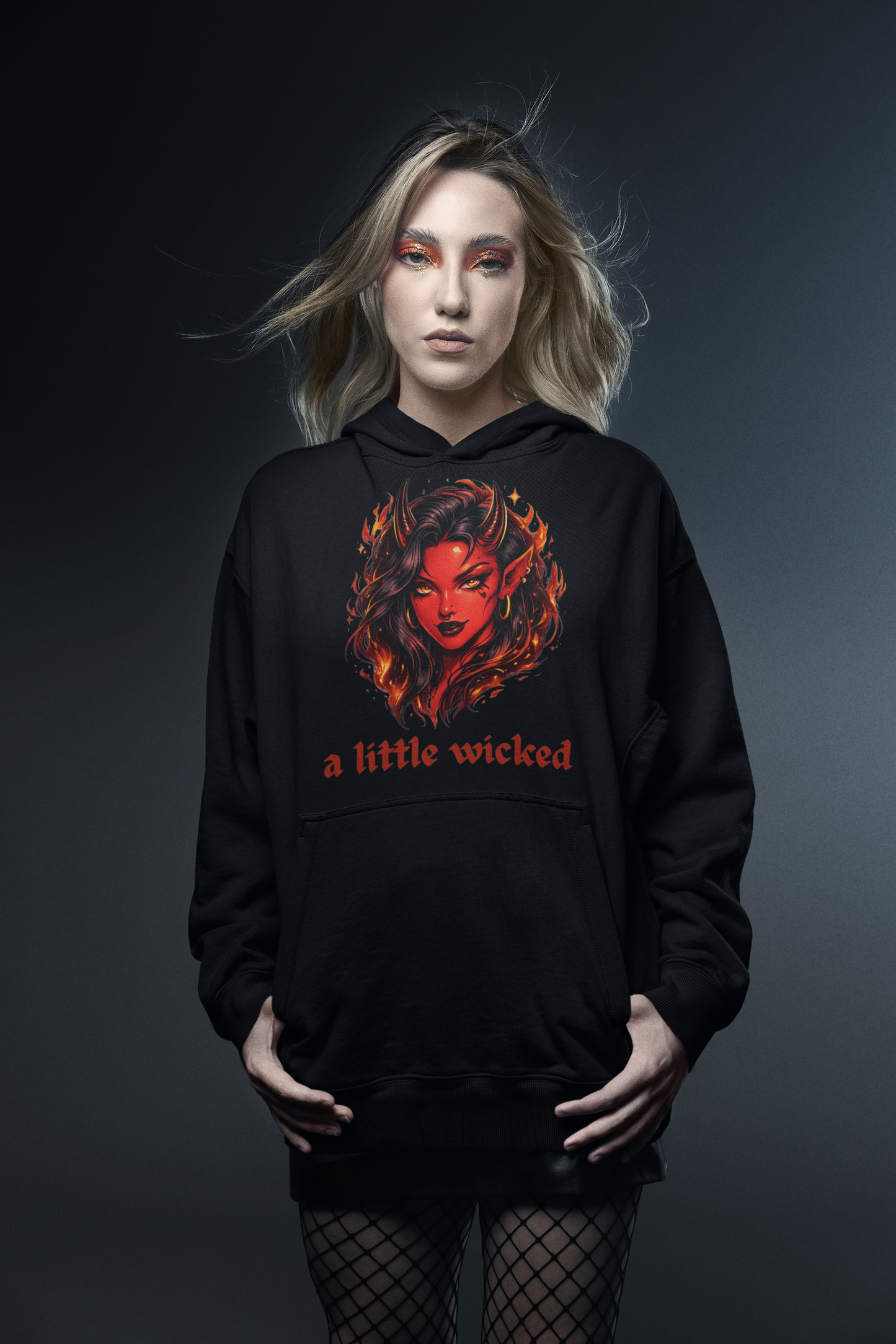 A Little Wicked Hoodie, Gothic Graphic Hoodie, Edgy Streetwear Sweatshirt, Alternative Fashion Pullover