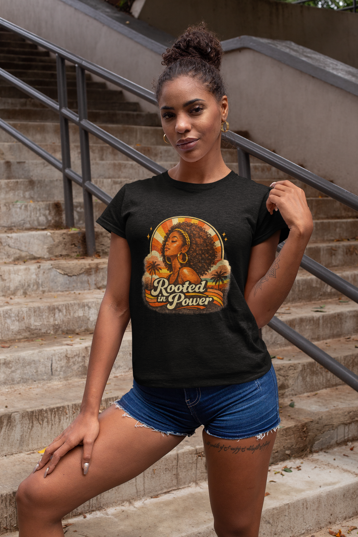 Vintage Black Woman Graphic T-Shirt, 70s Retro Streetwear Tee