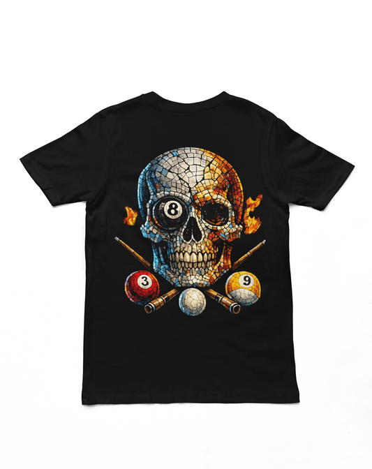 Mosaic 8 Ball Skull T-Shirt | Billiards Graphic Tee