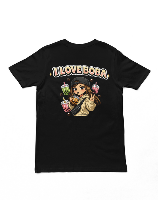 I Love Boba Shirt – Cute Anime Streetwear Graphic Tee for Bubble Tea Lovers