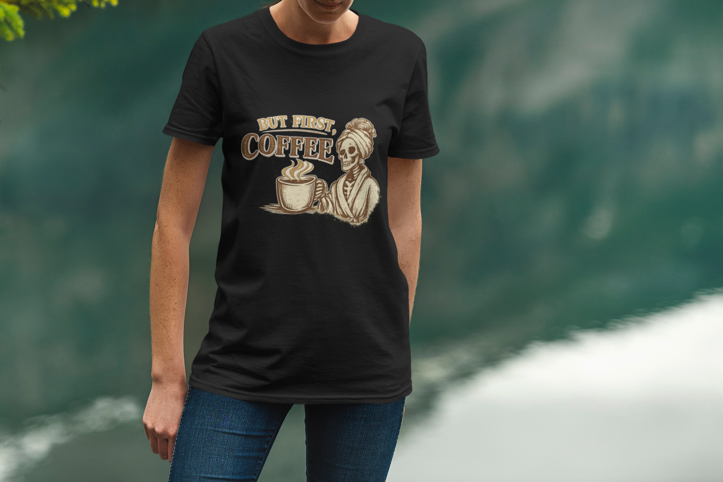 But First, Coffee T-Shirt | Vintage Coffee Lover Tee | Cozy Retro Funny Graphic Shirt