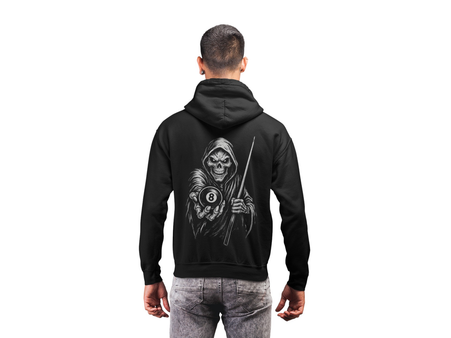 Skeleton 8 Ball Heavyweight Hoodie | Pool Billiards Graphic Pullover