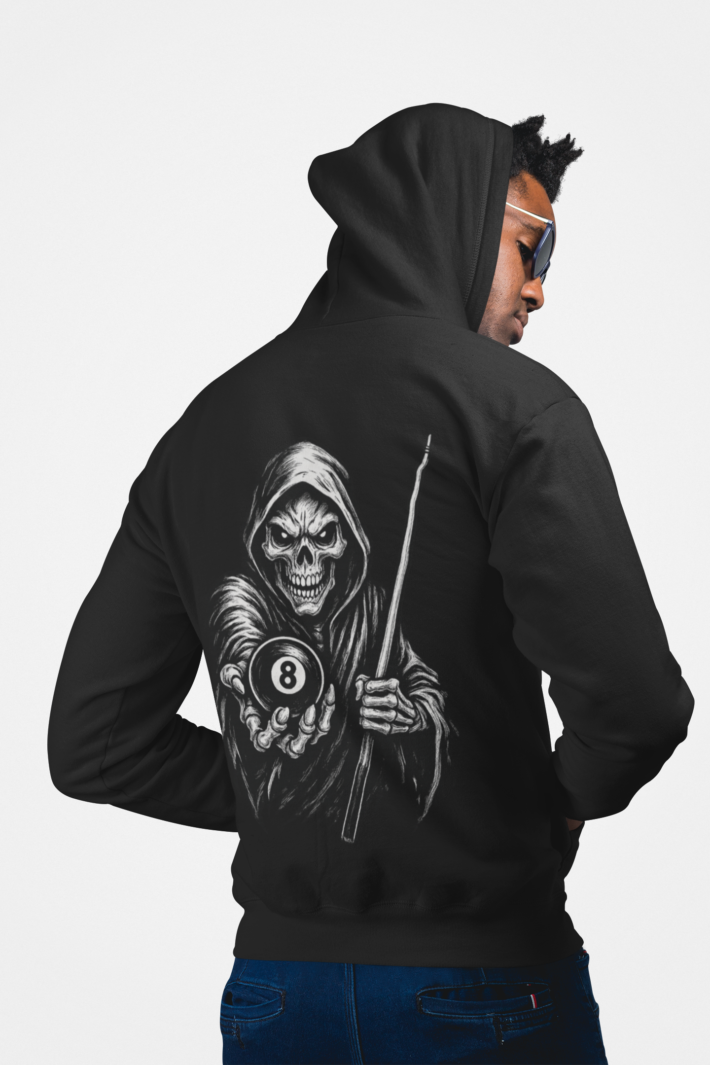 Skeleton 8 Ball Heavyweight Hoodie | Pool Billiards Graphic Pullover