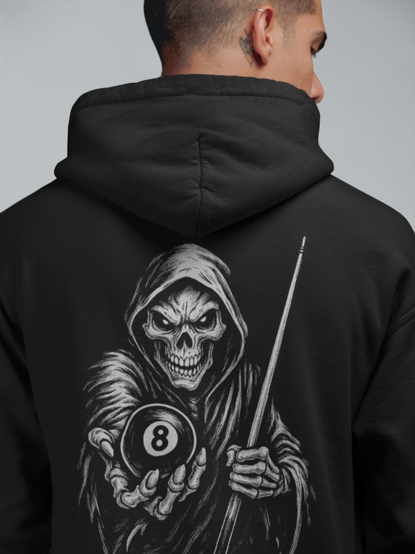Skeleton 8 Ball Heavyweight Hoodie | Pool Billiards Graphic Pullover