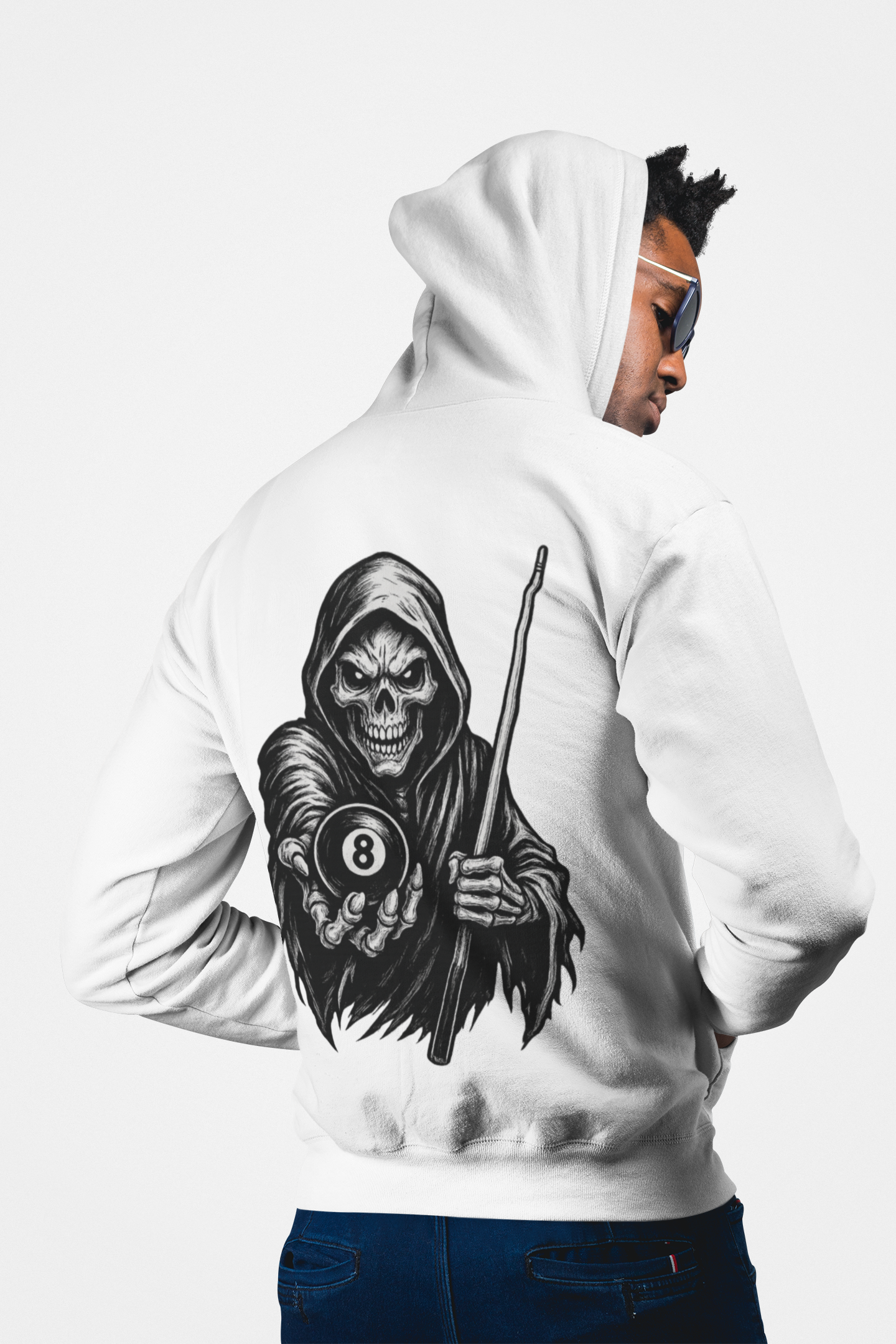 Skeleton 8 Ball Heavyweight Hoodie | Pool Billiards Graphic Pullover