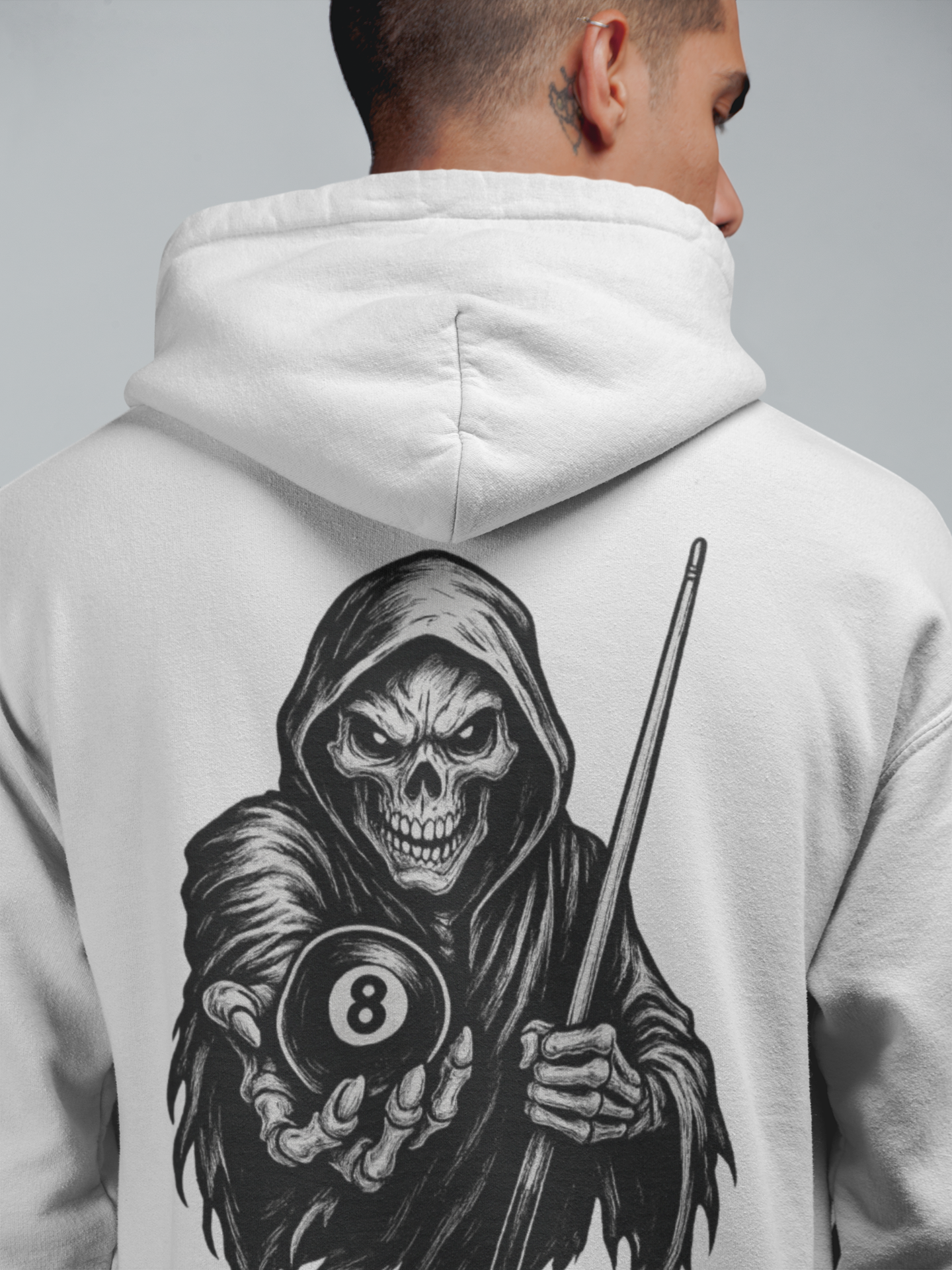 Skeleton 8 Ball Heavyweight Hoodie | Pool Billiards Graphic Pullover