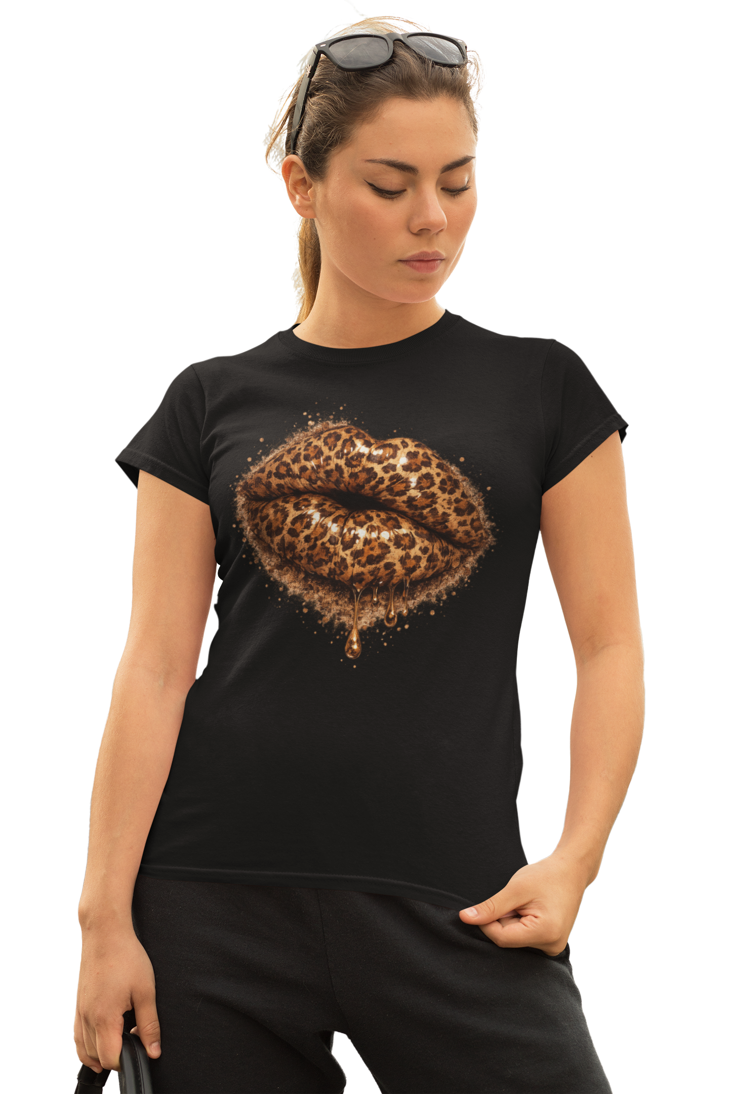 Leopard Print Kiss T-Shirt for Women | Trendy Animal Print Graphic Tee