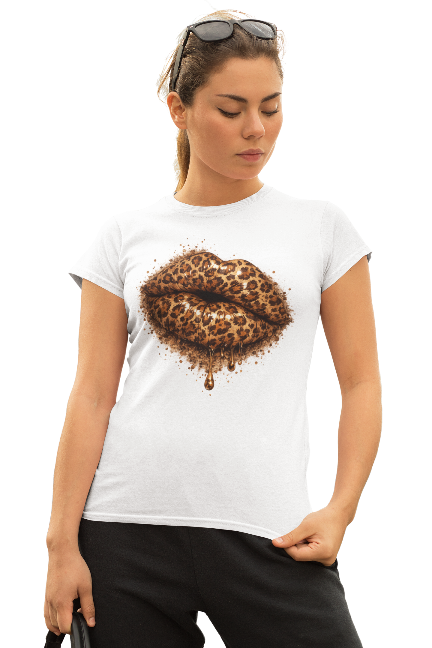 Leopard Print Kiss T-Shirt for Women | Trendy Animal Print Graphic Tee