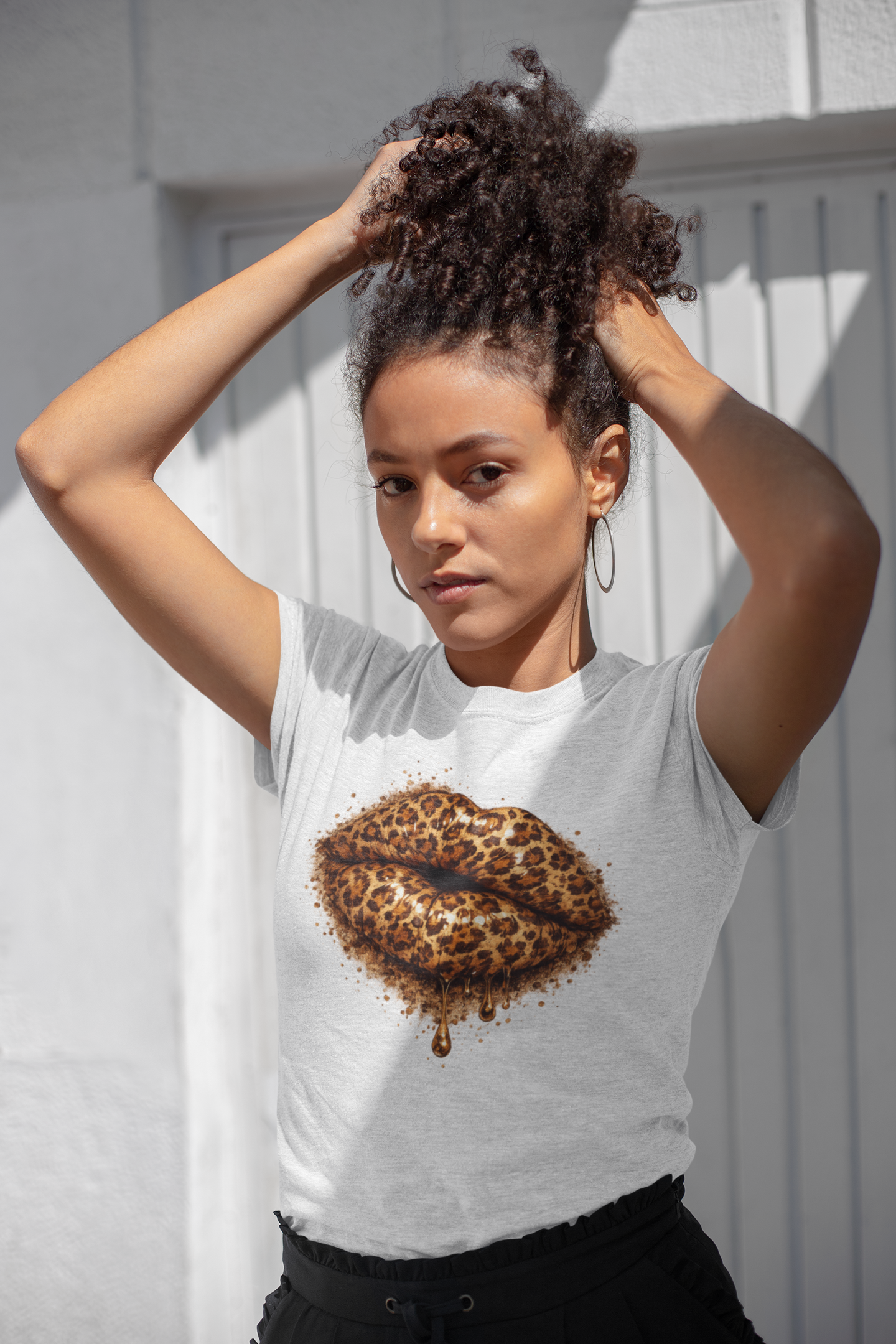 Leopard Print Kiss T-Shirt for Women | Trendy Animal Print Graphic Tee