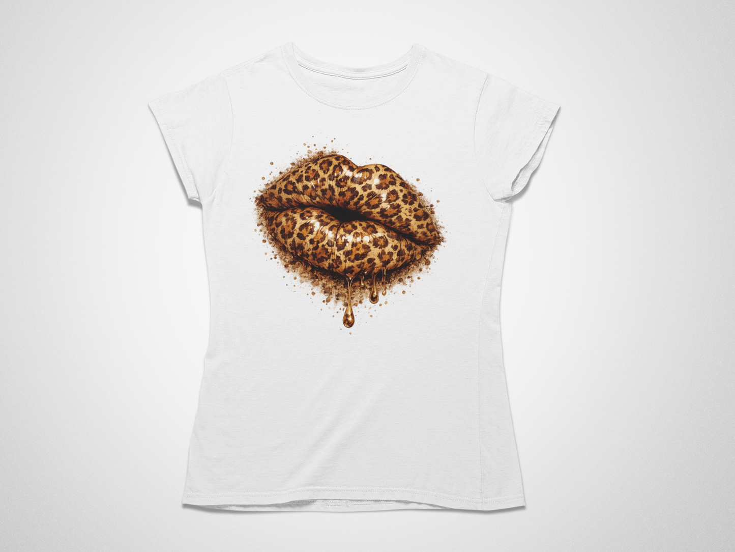 Leopard Print Kiss T-Shirt for Women | Trendy Animal Print Graphic Tee