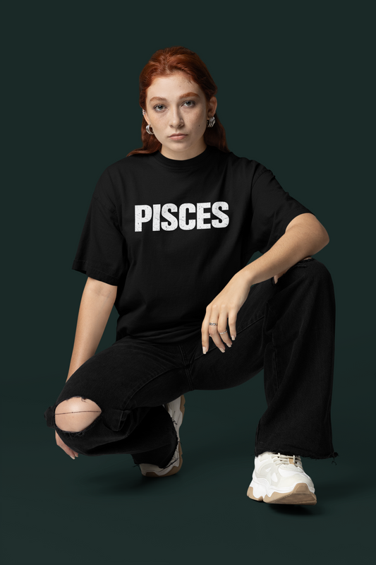 Pisces Zodiac Sign Shirt, Astrology Symbol Tee, Distressed Graphic Tee, Zodiac Gift, Unisex Streetwear Shirt