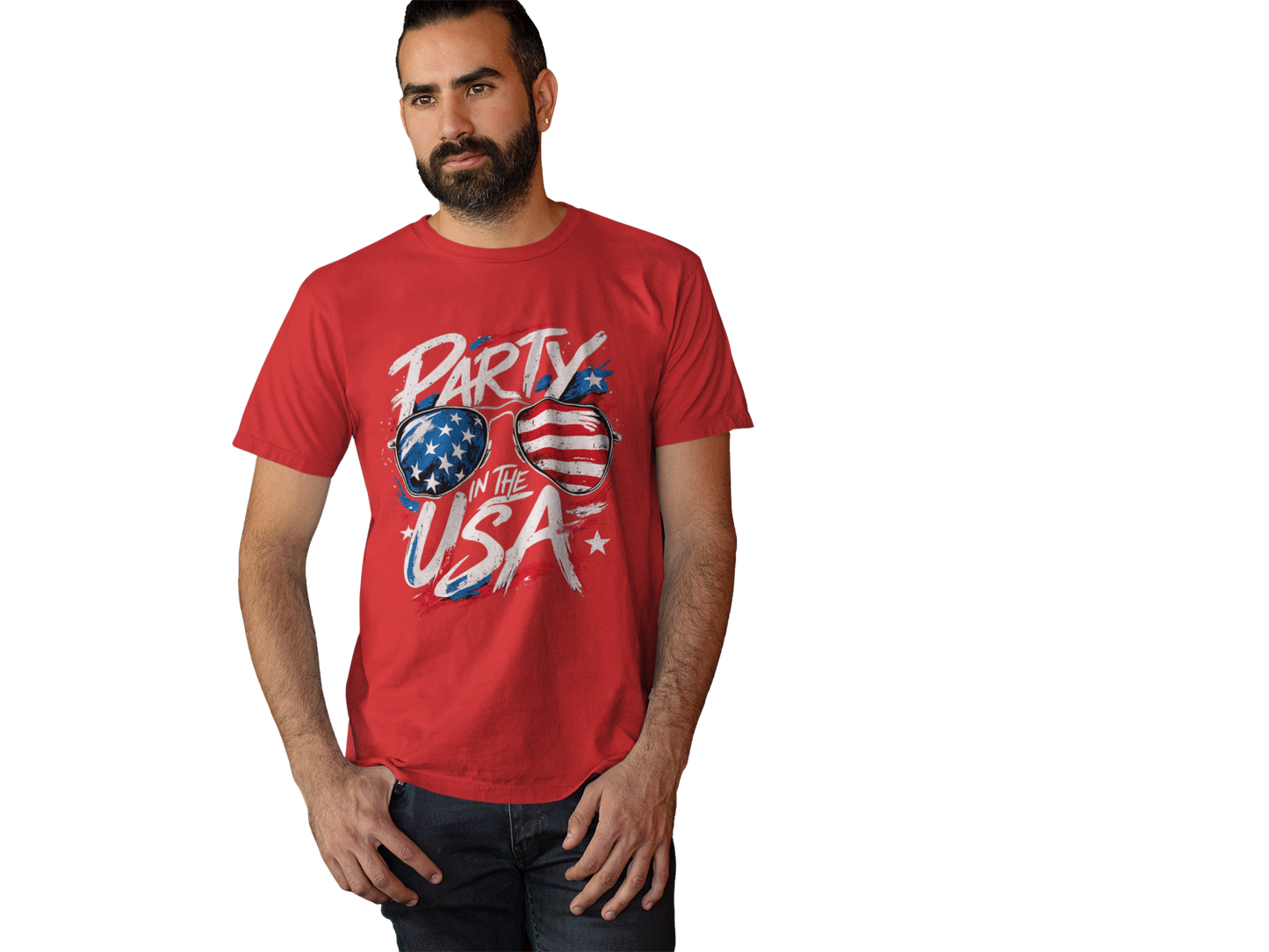 Party In The USA Patriotic Sunglasses Graphic T-Shirt – Bold 4th of July Streetwear Tee