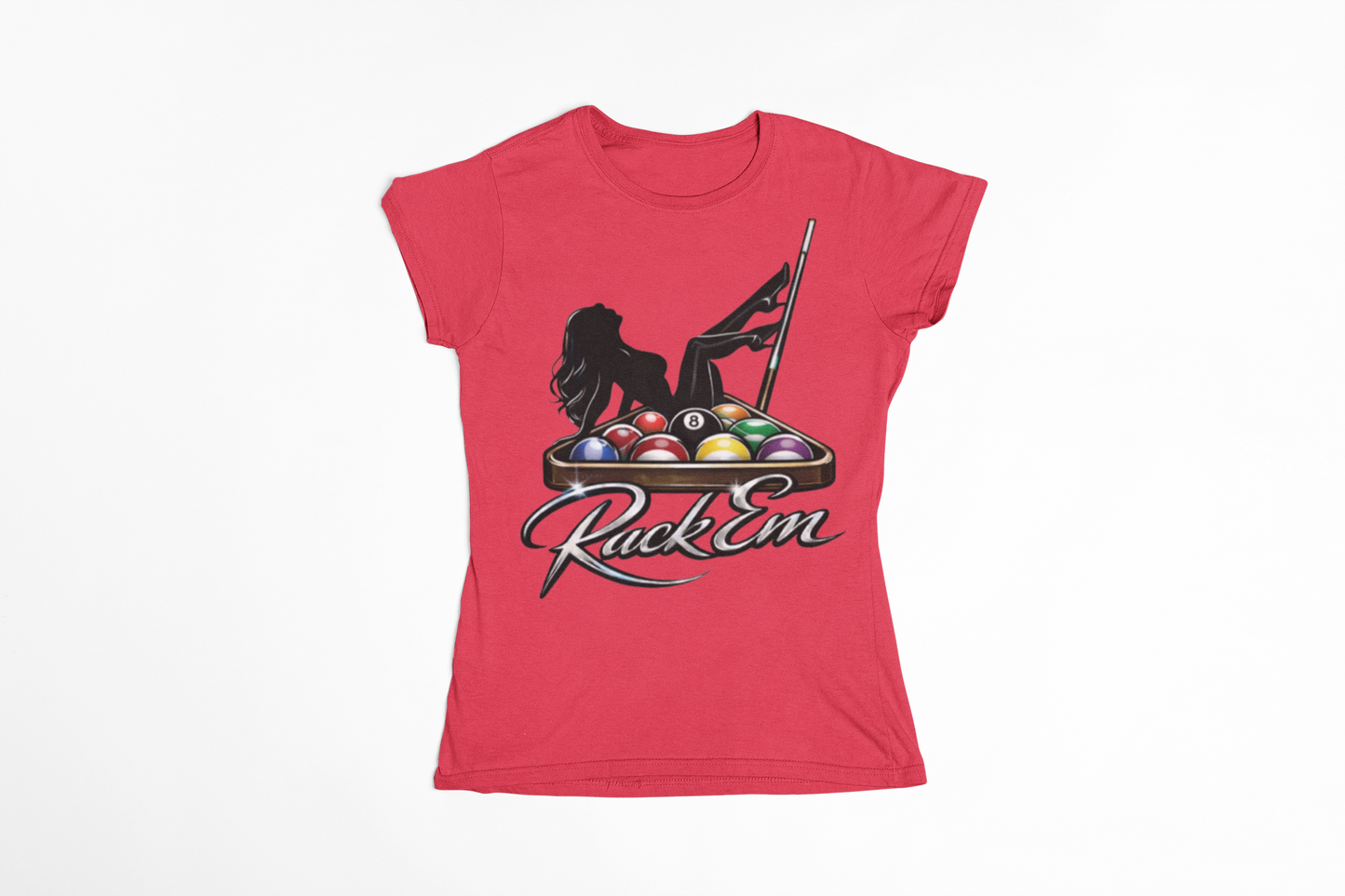 Rack Em Pool Shirt – Women’s Billiards Graphic Tee