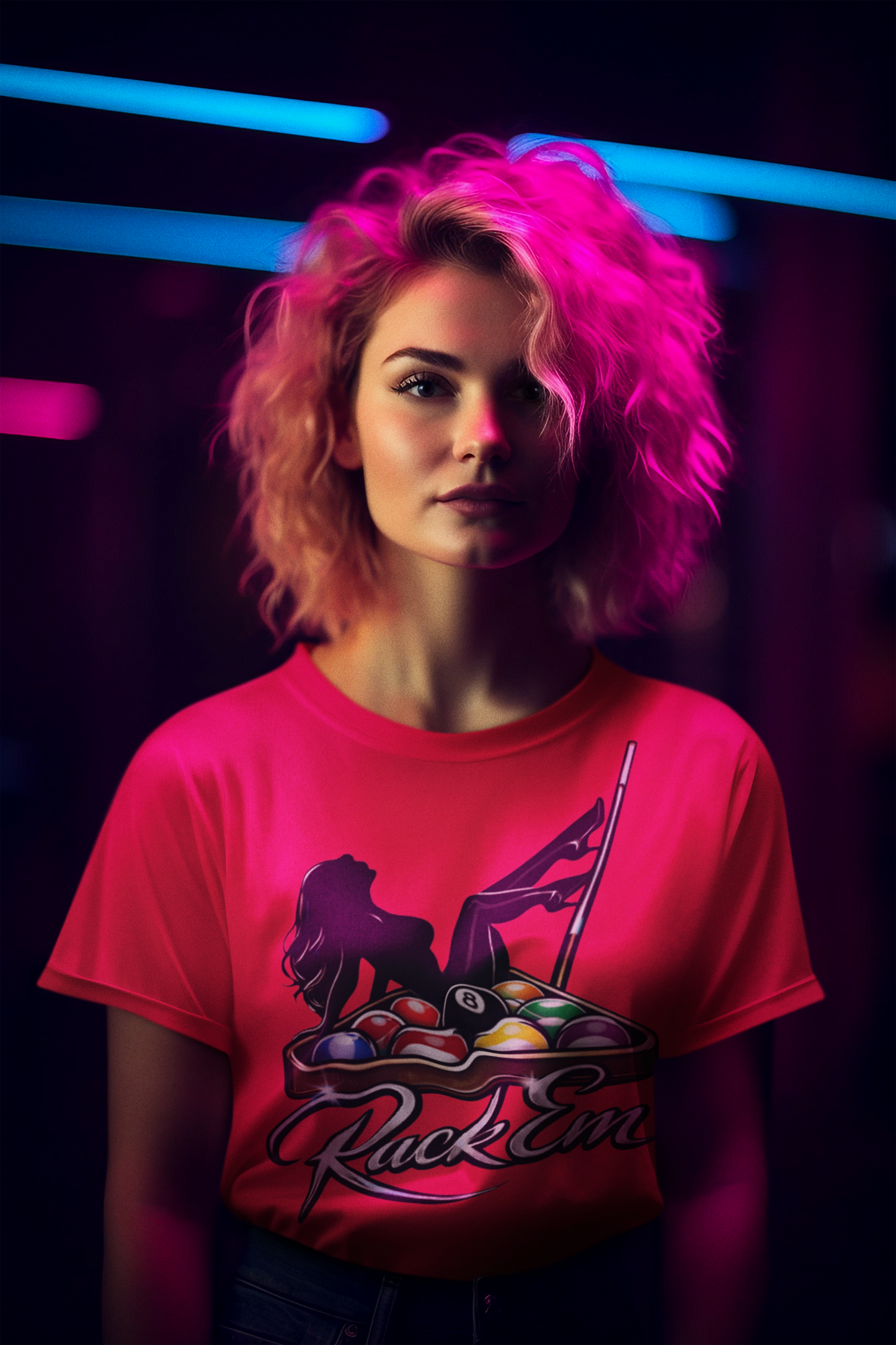 Rack Em Pool Shirt – Women’s Billiards Graphic Tee
