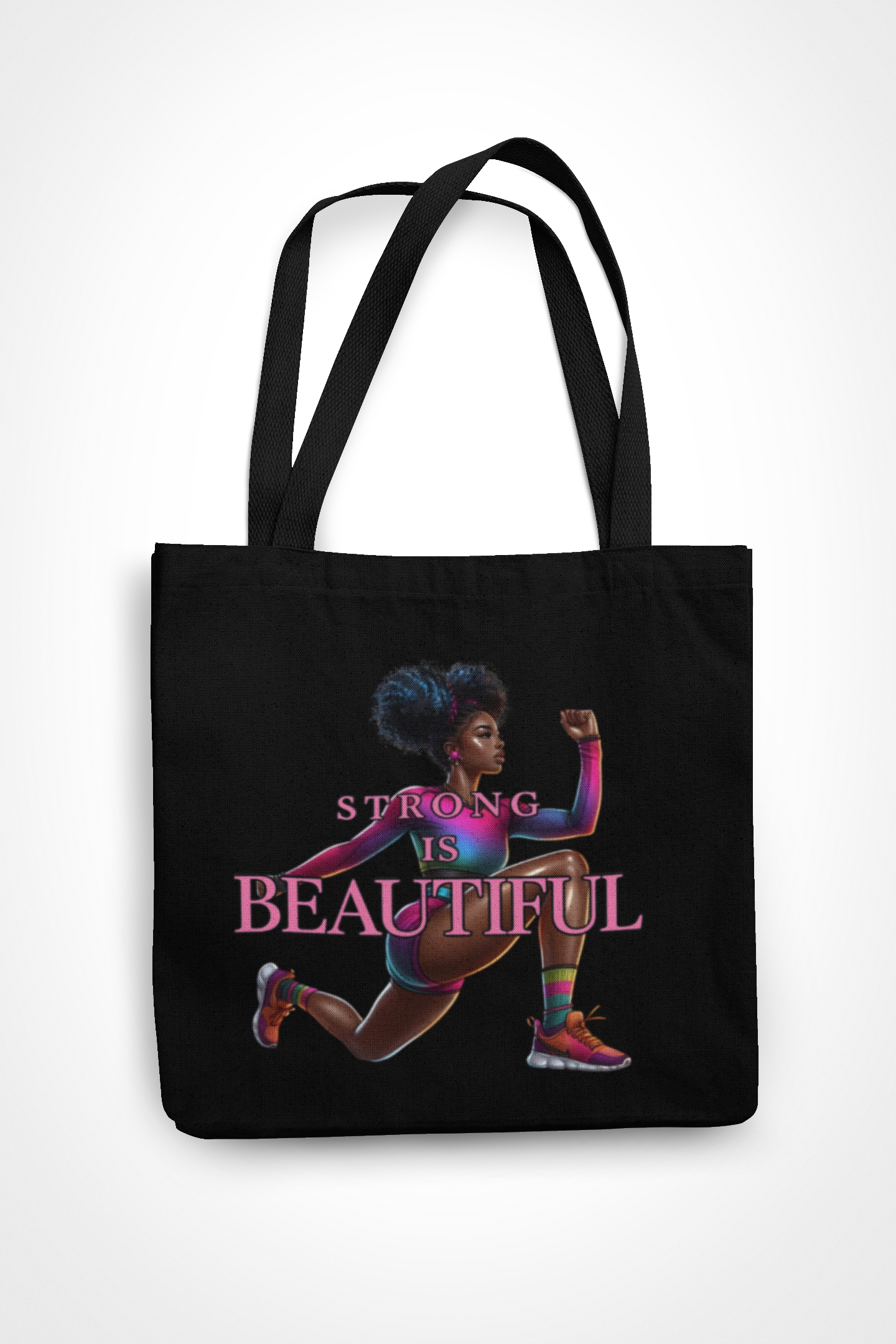 STRONG IS BEAUTIFUL – Motivational Black Women Canvas Tote Bag (14x15)