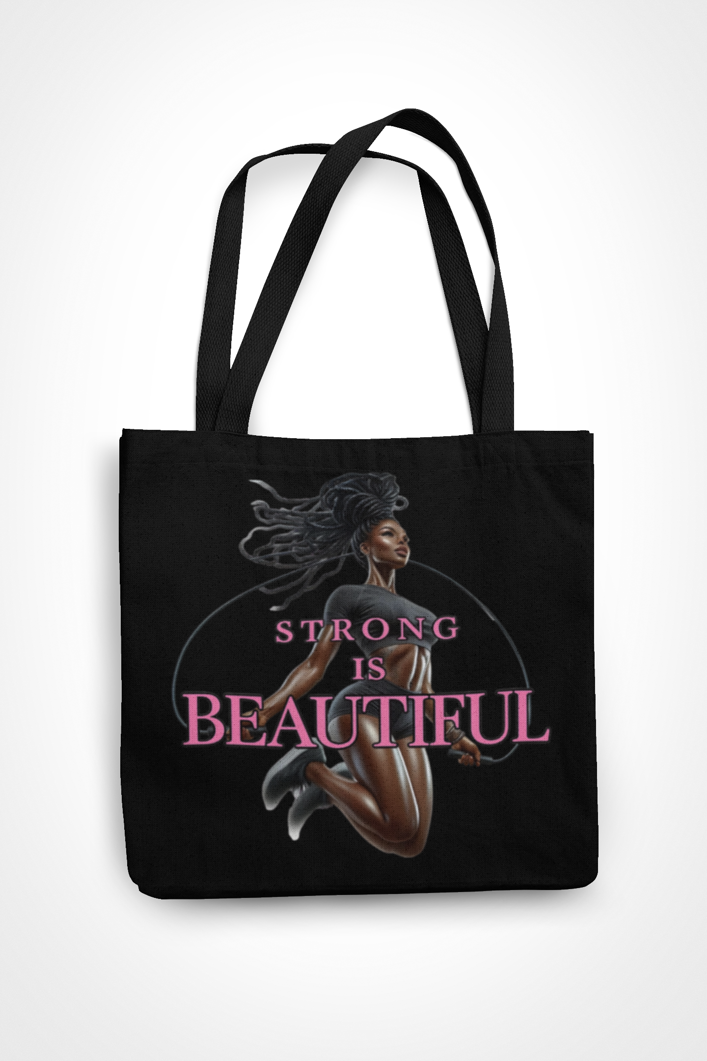 STRONG IS BEAUTIFUL – Motivational Black Women Canvas Tote Bag (14x15)