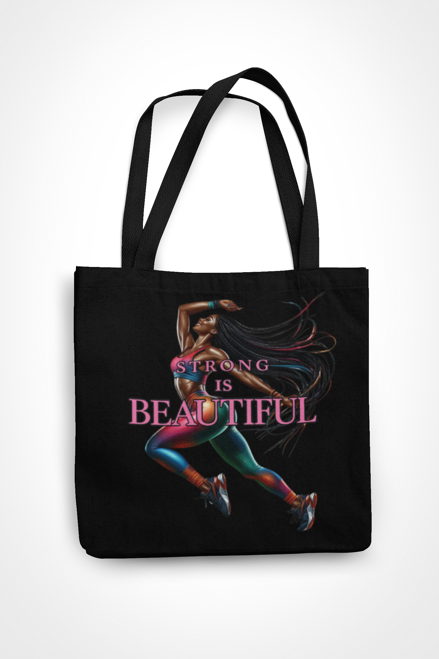 STRONG IS BEAUTIFUL – Motivational Black Women Canvas Tote Bag (14x15)