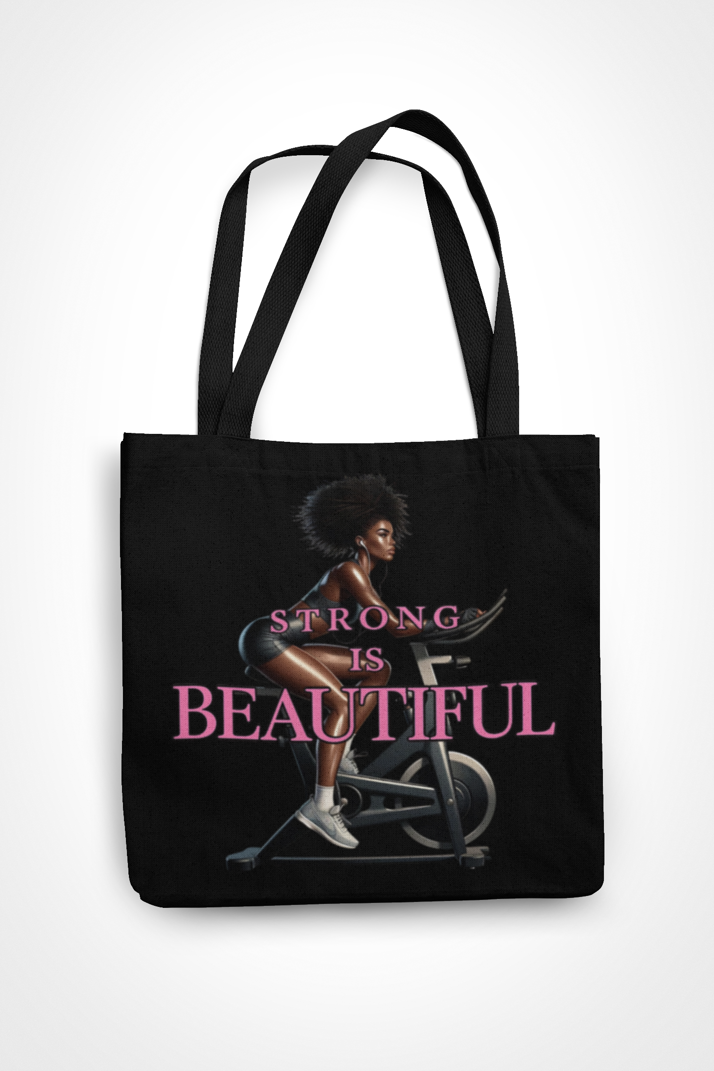 STRONG IS BEAUTIFUL – Motivational Black Women Canvas Tote Bag (14x15)