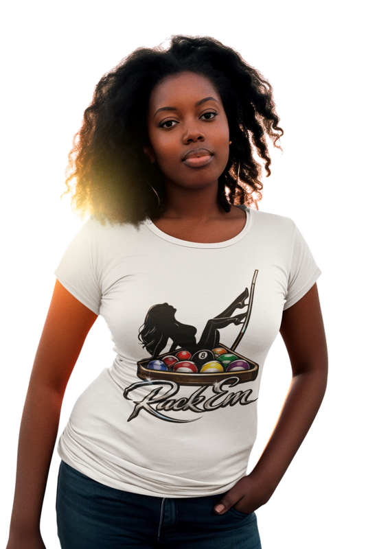 Rack Em Pool Shirt – Women’s Billiards Graphic Tee