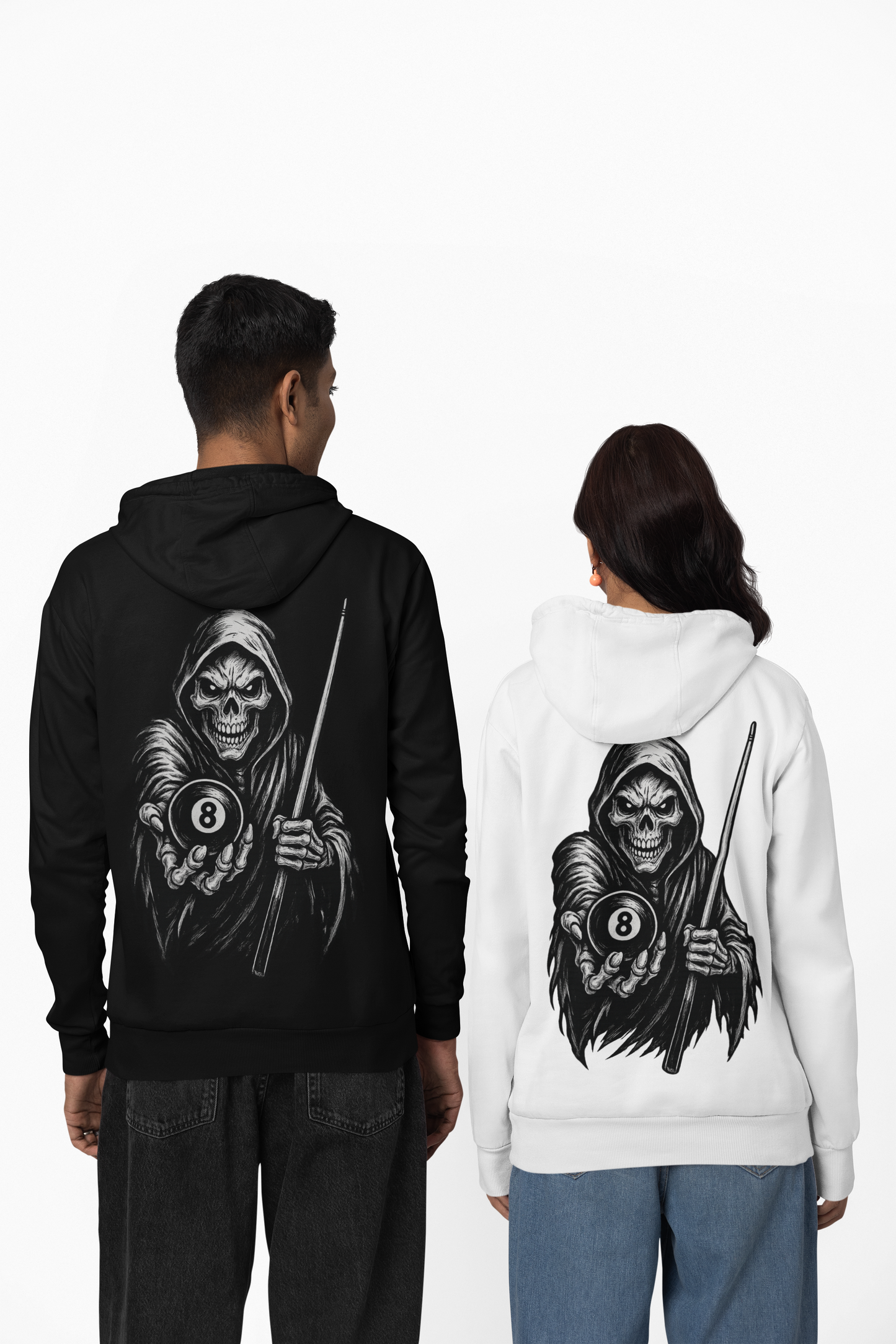 Skeleton 8 Ball Heavyweight Hoodie | Pool Billiards Graphic Pullover