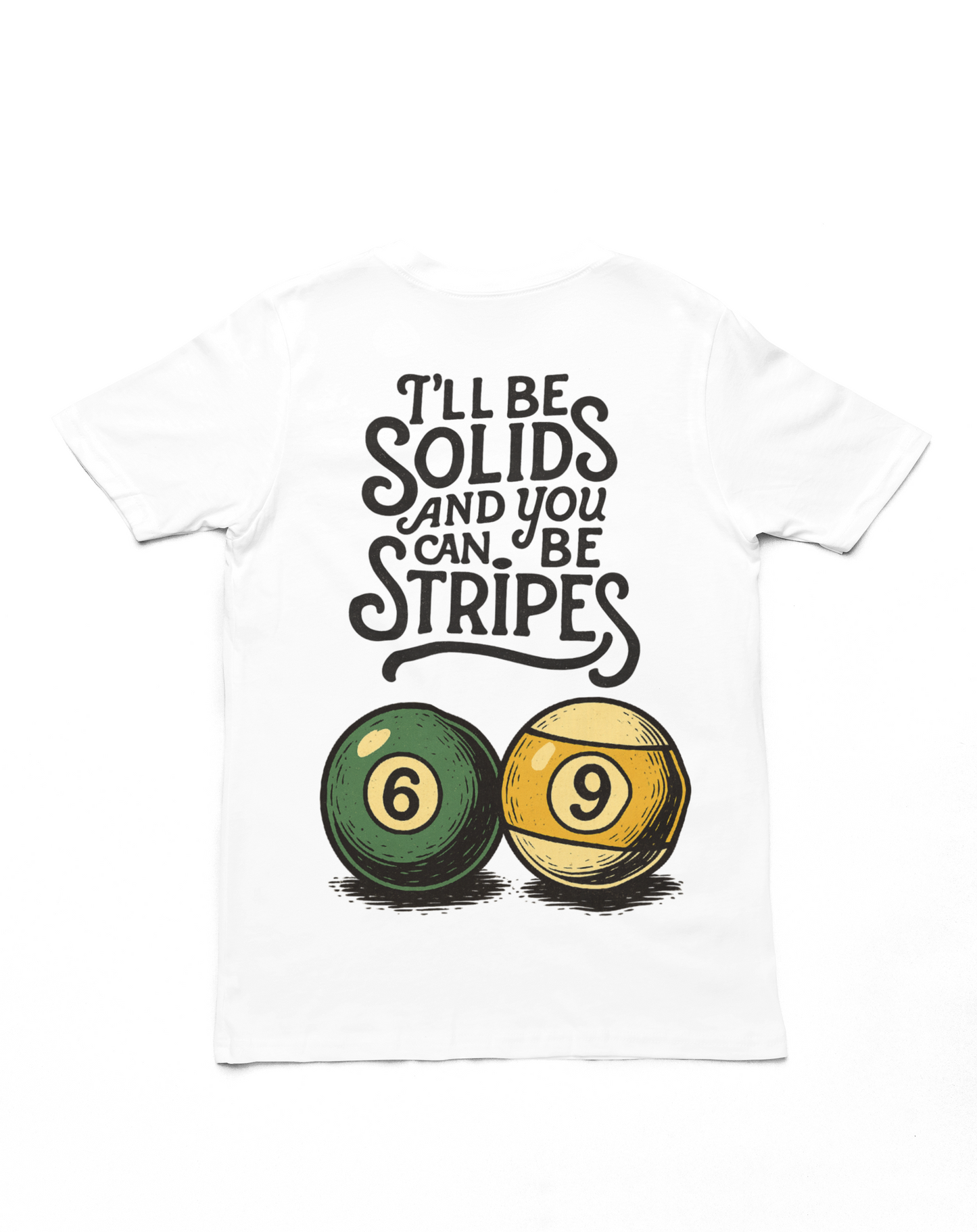 Billiards t shirt, pool hall shirt, solids and stripes tee, funny pool player shirt, 6 ball 9 ball tee