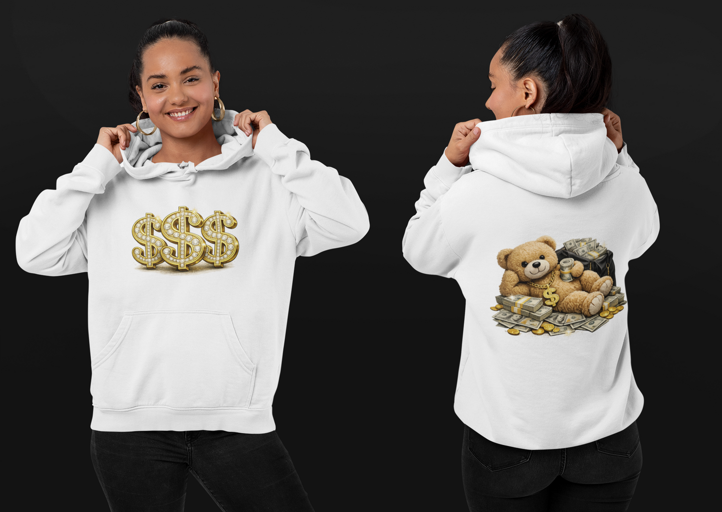 Money Bear Hoodie Urban Hustle Sweatshirt Hip Hop Style Unisex Hoodie