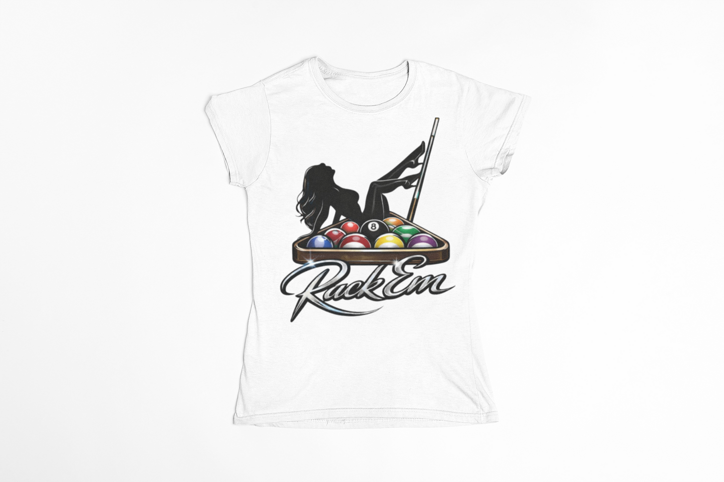 Rack Em Pool Shirt – Women’s Billiards Graphic Tee