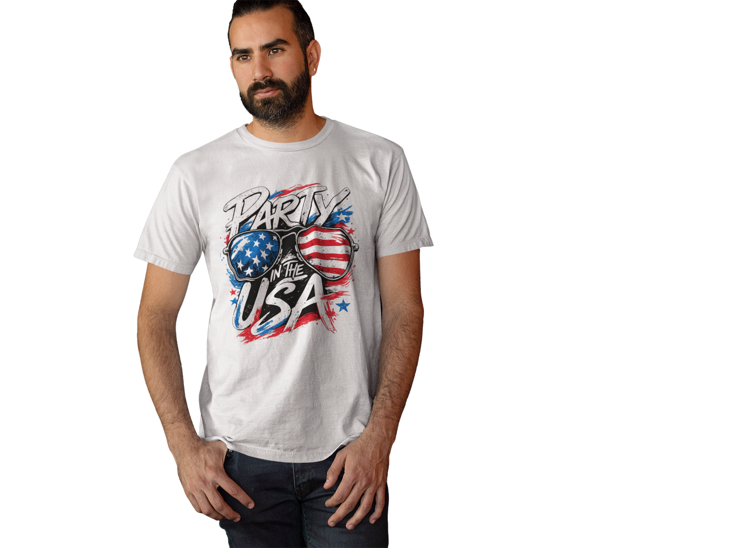 Party In The USA Patriotic Sunglasses Graphic T-Shirt – Bold 4th of July Streetwear Tee