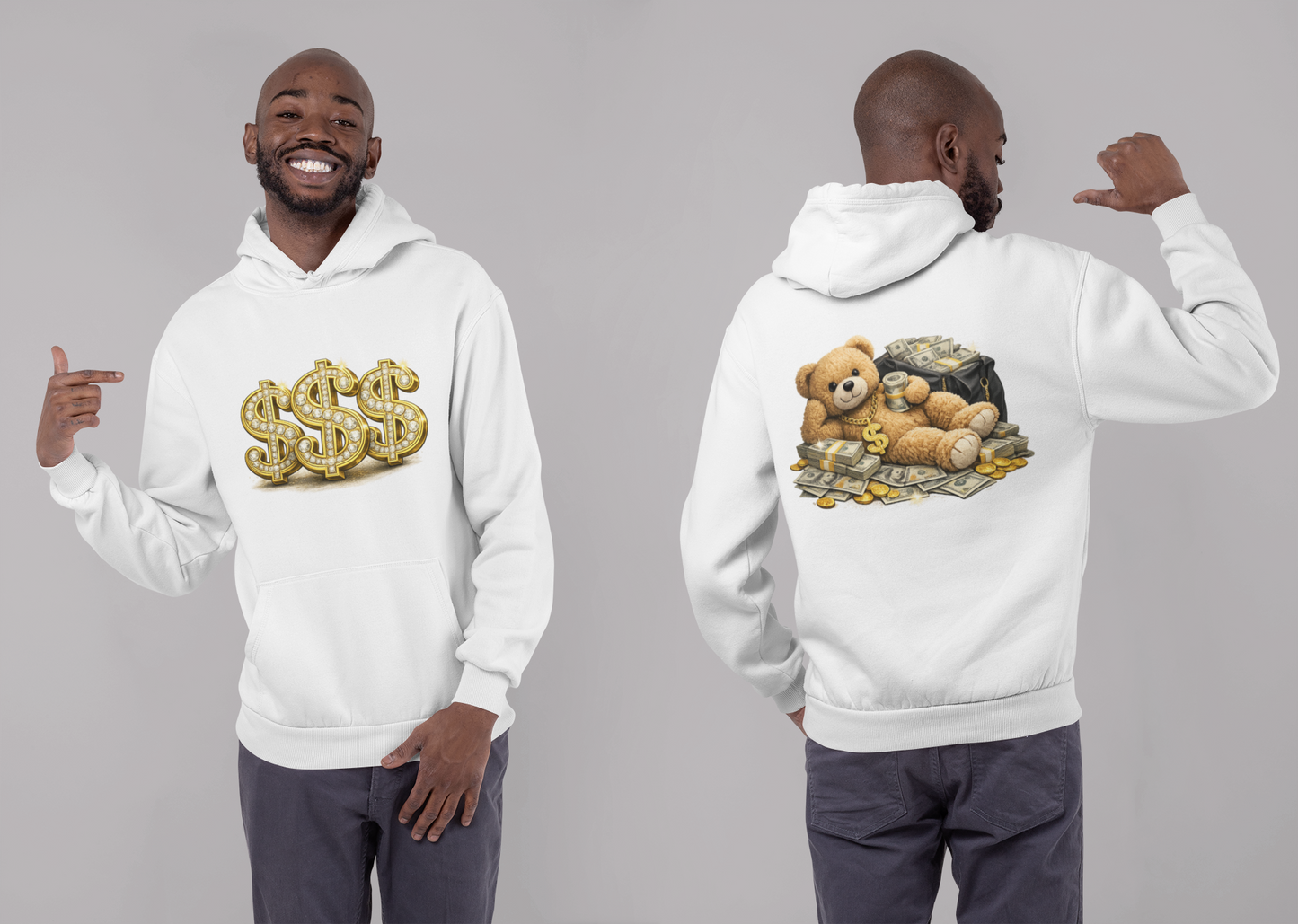 Money Bear Hoodie Urban Hustle Sweatshirt Hip Hop Style Unisex Hoodie