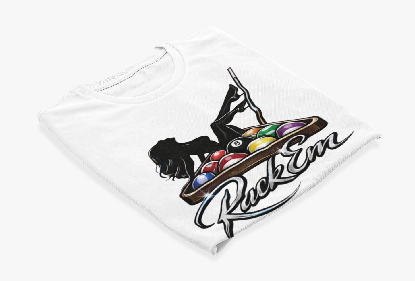Rack Em Pool Shirt – Women’s Billiards Graphic Tee