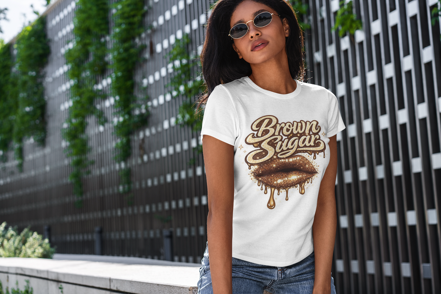 Brown Sugar Lips Graphic Tee, Dripping Lips Shirt, Brown Sugar Aesthetic Shirt, Melting Sugar Lips T-Shirt, Trendy Statement Tee for Women